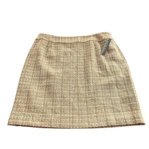 NWT Kate Hill Mint Condition Lightweight Tweed Skirt Women 14 Green Tan Preppy